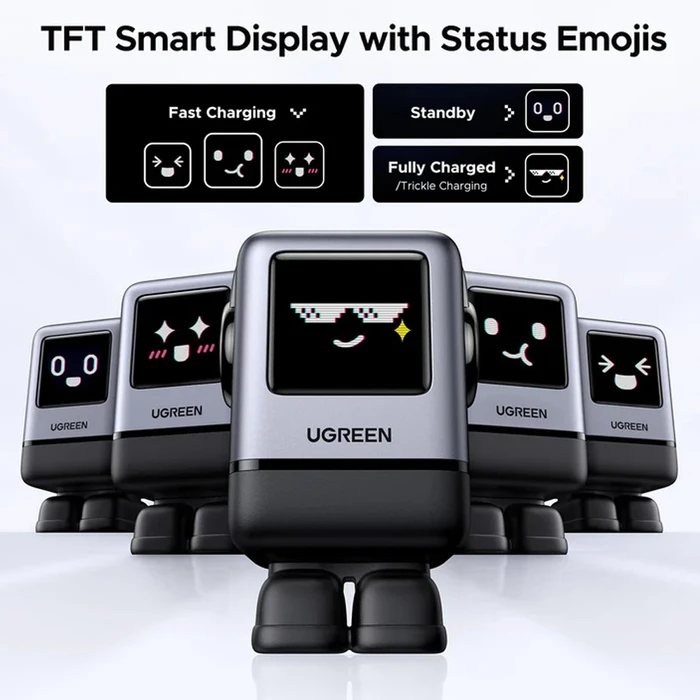Ugreen Uno X688 100W 4-θ. Φορτιστής GaN (3x USB-C, 1x USB-A) με TFT οθόνη - Groovy Robot