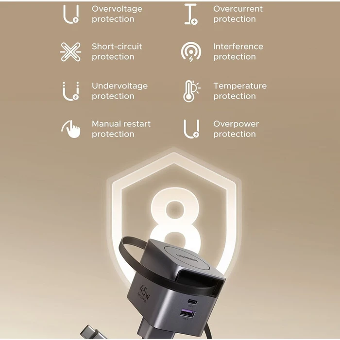 Ugreen Φορτιστής με Θύρα USB-A και Θύρα USB-C και Καλώδιο USB-C 45W