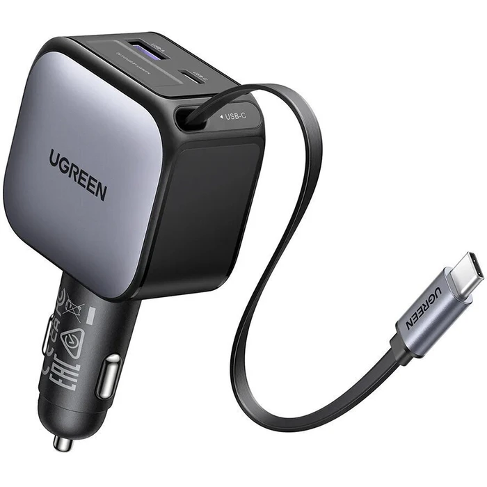 UGREEN Φορτιστής Αυτοκινήτου EC602 60W 3A Γρήγορης Φόρτισης με Θύρες 1xUSB 1xType-C