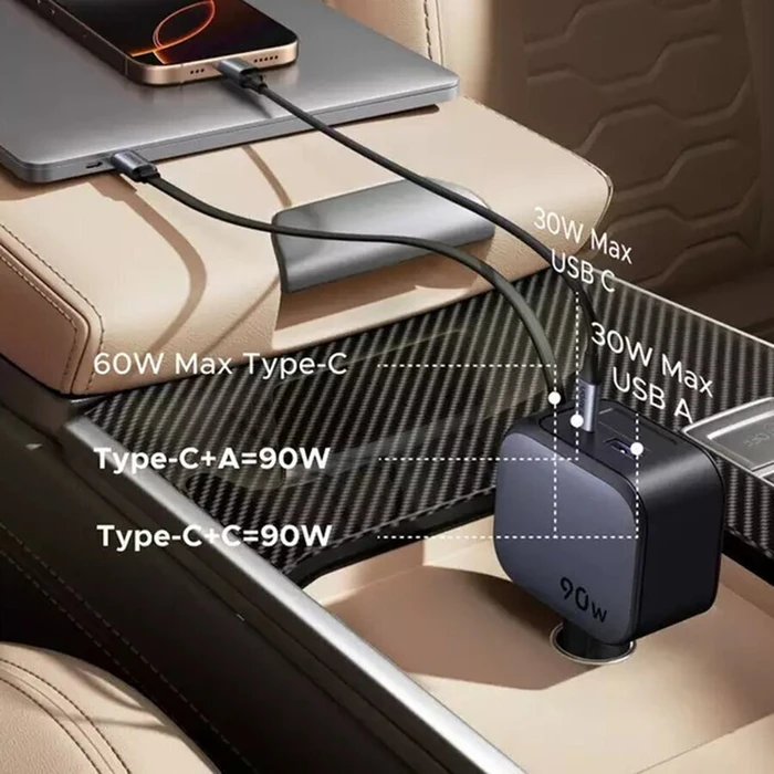 UGREEN Car Charger EC603 90W Fast Charging with 1xUSB and 1xType C