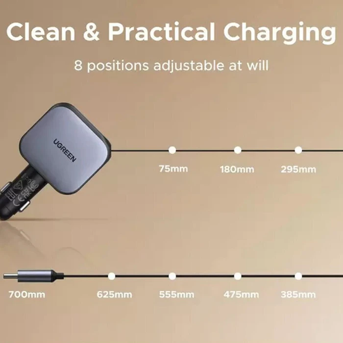 UGREEN Car Charger EC603 90W Fast Charging with 1xUSB and 1xType C