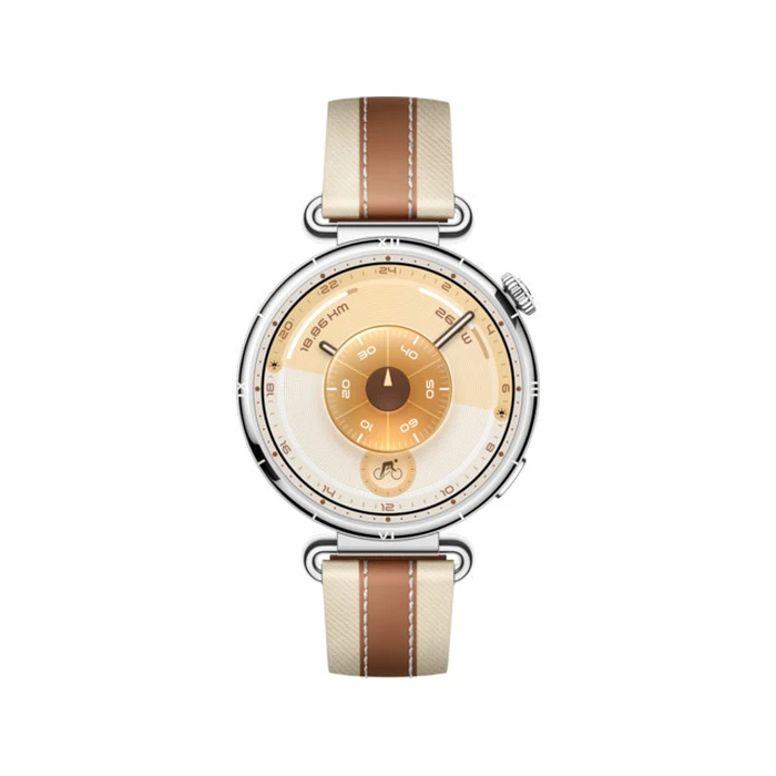 Huawei Watch GT 6 Stainless Steel 41mm Αδιάβροχο με Παλμογράφο (Καφέ Υφασμάτινο Λουράκι)