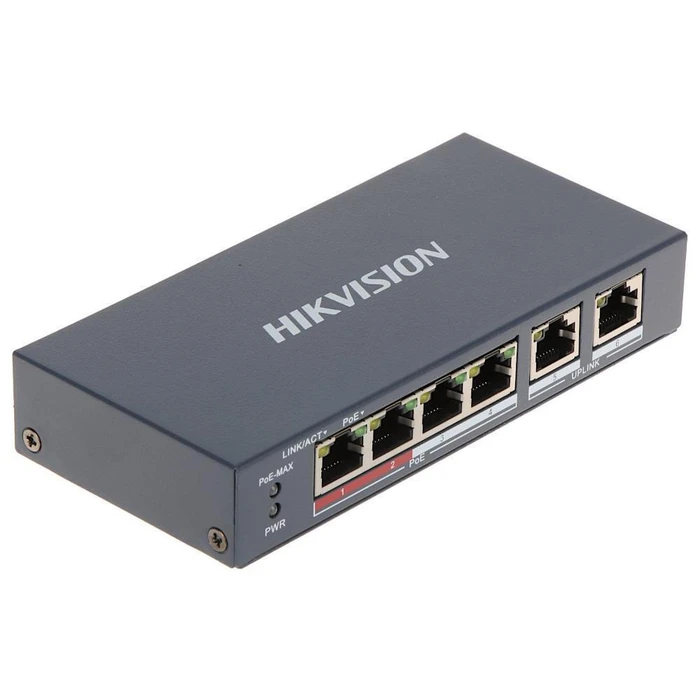 Hikvision DS-3E0106P-E/M Unmanaged L2 Switch, 4x 100 Mbps Ethernet + 4x SFP, PoE