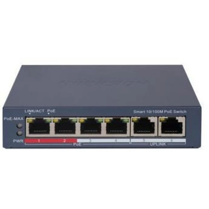 Hikvision DS-3E1106P-EI Managed L2 PoE Switch με 4 Θύρες Gigabit (1Gbps) Ethernet