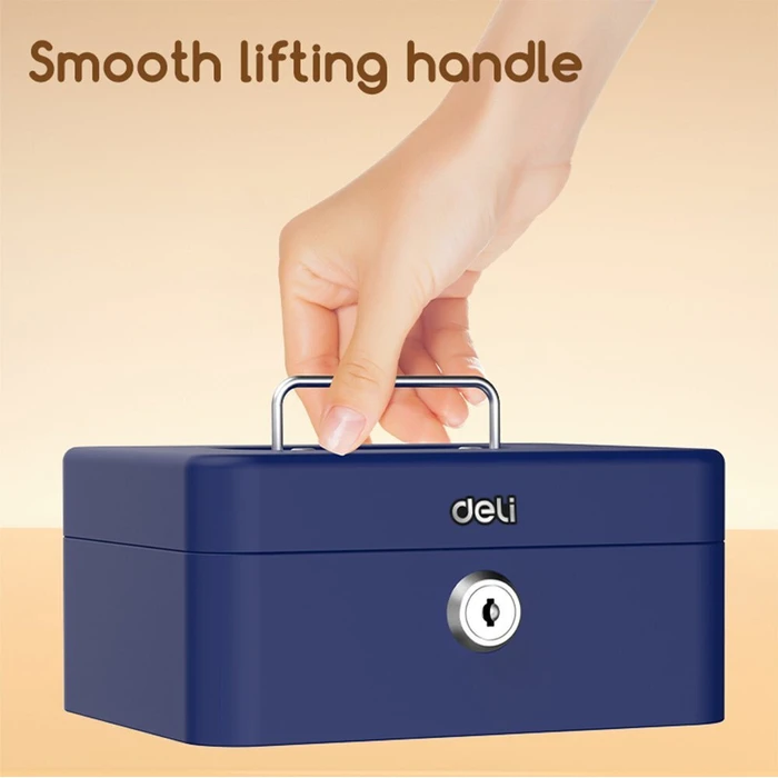 Deli Portable Mini Cash Box Blue