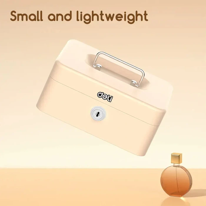 DELI Portable Mini Cash Box Cashmere
