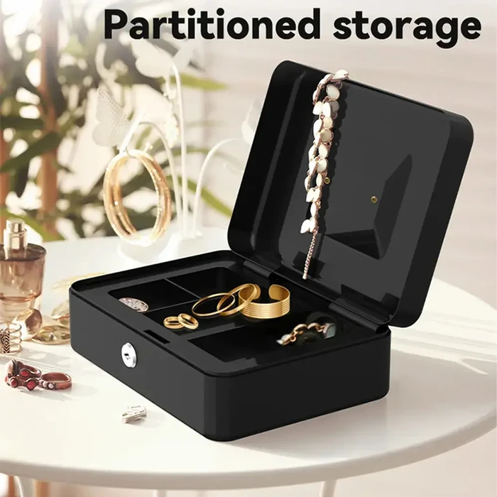 DELI Portable Extra Large Cash Box Black