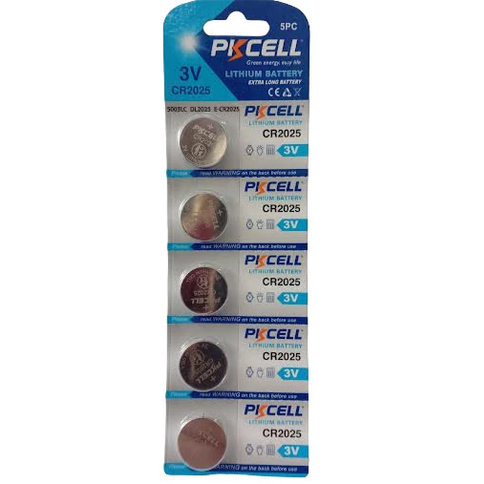 Pkcell Lithium Button Cell CR2025 5pcs
