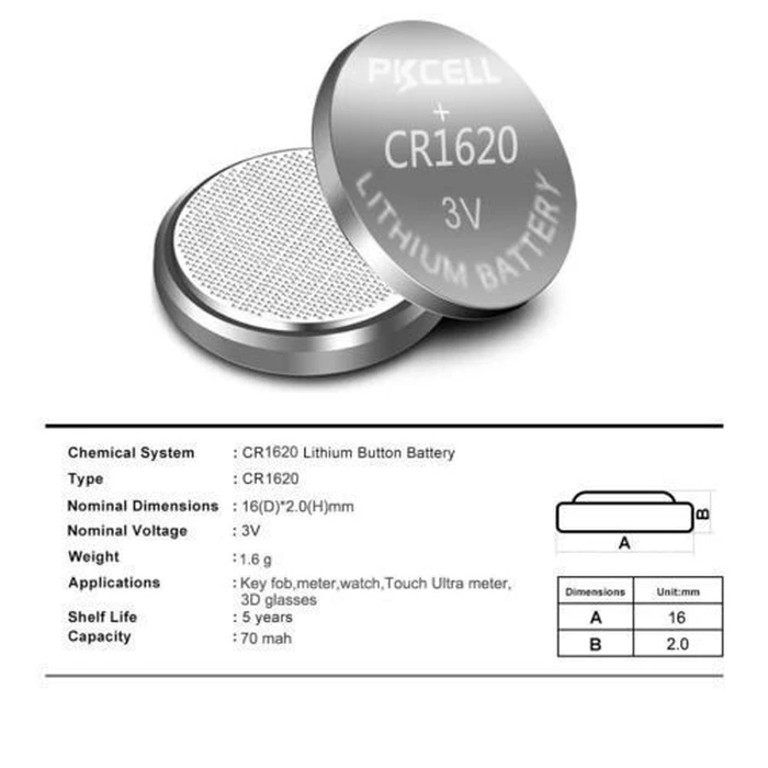 Pkcell Κουμπί Λιθίου CR1620 1B 1τμχ