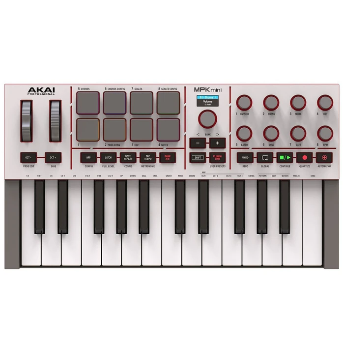 Akai MIDI Keyboard MPK Mini με 25 πλήκτρα - Λευκό