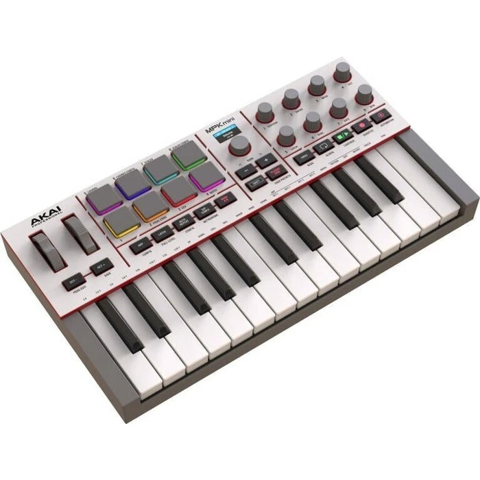 Akai MIDI Keyboard MPK Mini με 25 πλήκτρα - Λευκό