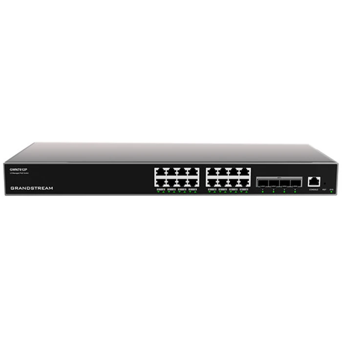 Grandstream GWN7812P 16-Port PoE Layer 3 Managed Network Switch (16x 1GbE + 4x SFP, 1U Rackmount)