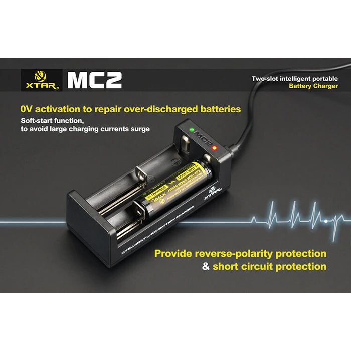 Battery Chargers XTAR MC2 2 Bay USB Charger