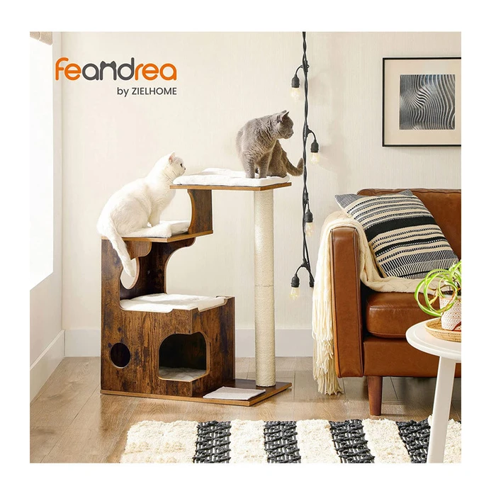 Feandrea Ονυχοδρόμιο Γατόδεντρο Καφέ 4 επιπέδων 66x42x88εκ. PCT70HW