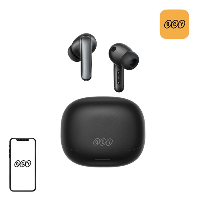 QCY MeloBuds N65 Bluetooth Handsfree Ακουστικά με Αντοχή στον Ιδρώτα και Θήκη Φόρτισης Μαύρα