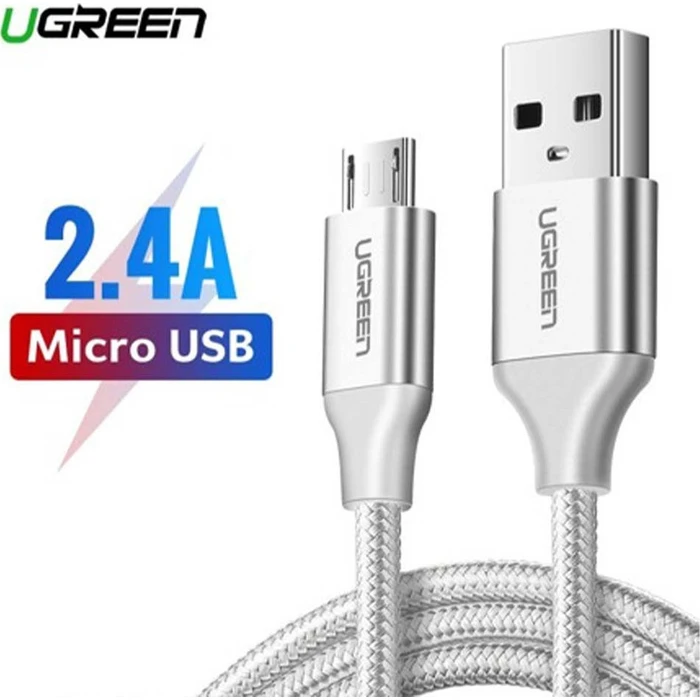 USB Cable UGREEN Micro USB QC 3.0 2.4A 2m White 60153