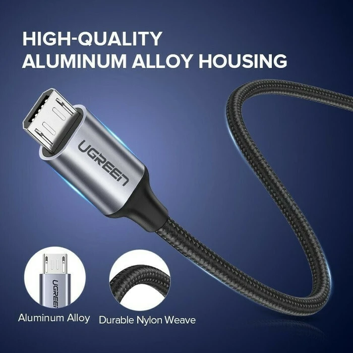 UGREEN Καλώδιο Micro USB QC 3.0 2.4A 2m Λευκό 60153
