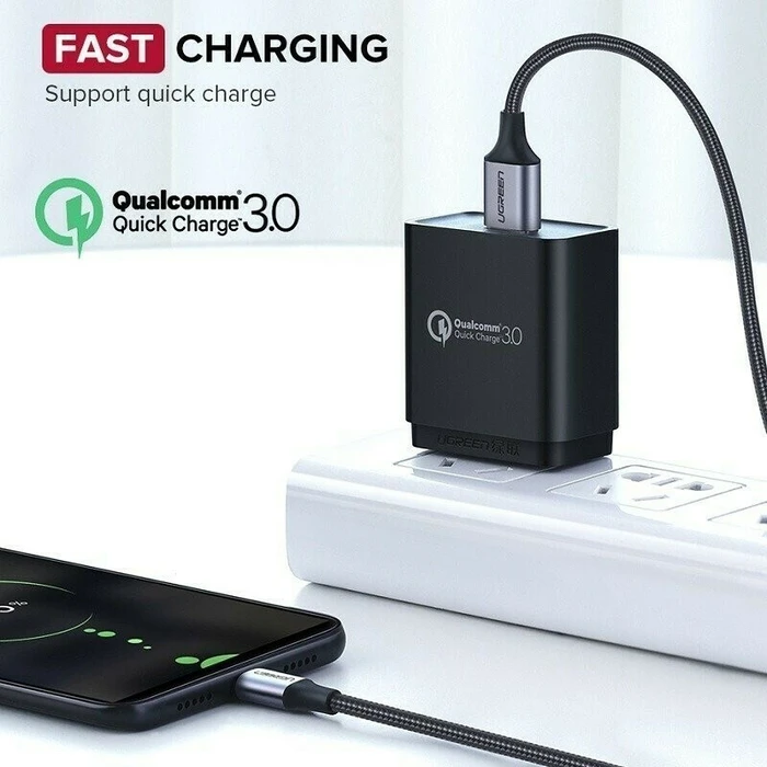 UGREEN Καλώδιο Micro USB QC 3.0 2.4A 2m Λευκό 60153