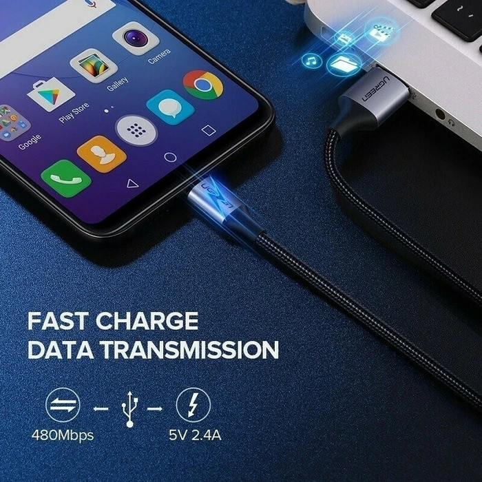 UGREEN Καλώδιο Micro USB QC 3.0 2.4A 2m Λευκό 60153