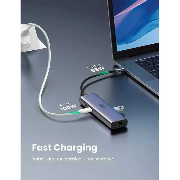 Ugreen CM512 USB-C Docking Station 7‑σε‑1 με 4K HDMI, PD, Ethernet - Ασημί
