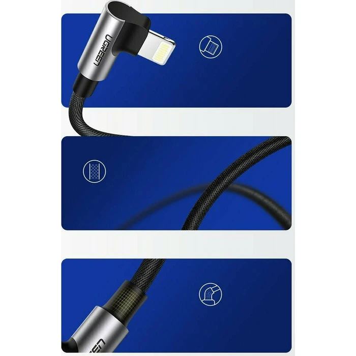 Ugreen Καλώδιο USB σε Lightning Κάθετο MFi 1m Μαύρο 60521