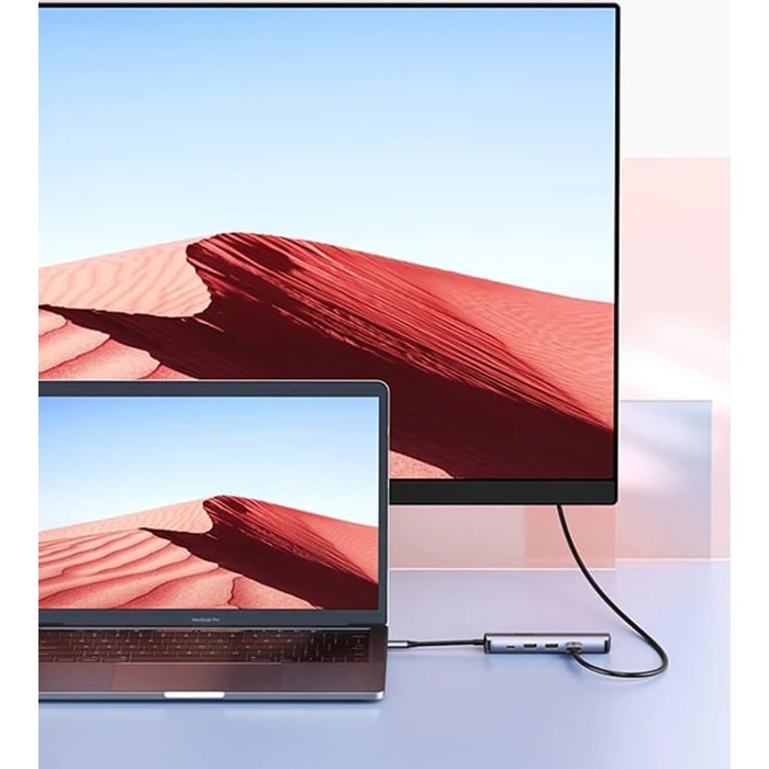 UGREEN Hub Adapter CM418 USB C to 2x USB HDMI RJ45 PD 100W Γκρι