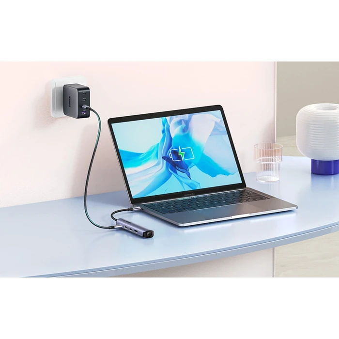 UGREEN Hub Adapter CM418 USB C to 2x USB HDMI RJ45 PD 100W Γκρι