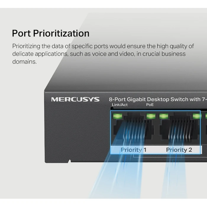 ROUTER MERCUSYS MS108GP 8-Port Gigabit desktop switch with 7 PoE+ ports