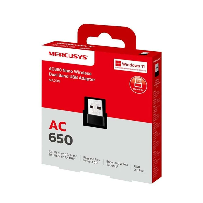 MERCUSYS Network Adapter MA20N AC650 Nano Wireless Dual Band USB Adapter