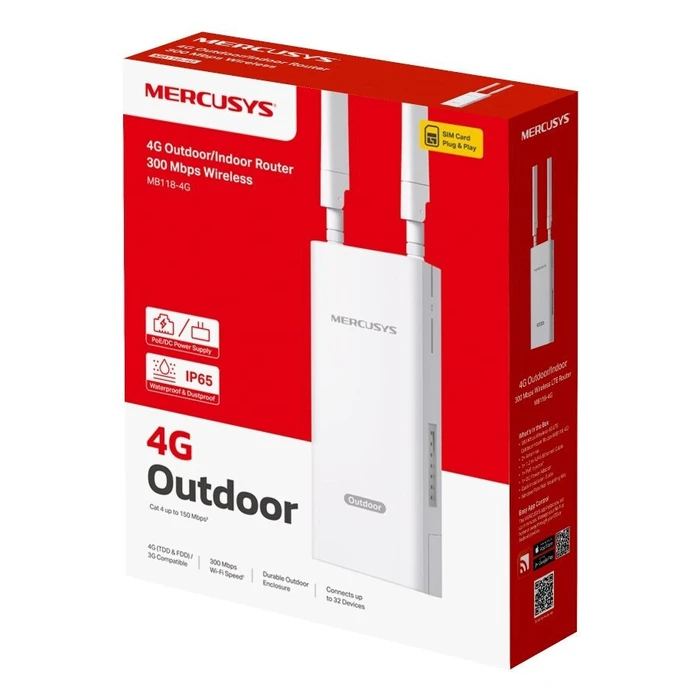 Mercusys MB118-4G Ασύρματος Router 4G (Φορητό, Single‑Band 2.4GHz)