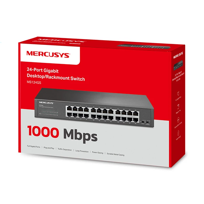 Network Switch Mercusys 24-Port Steel Case Gigabit MS124GS