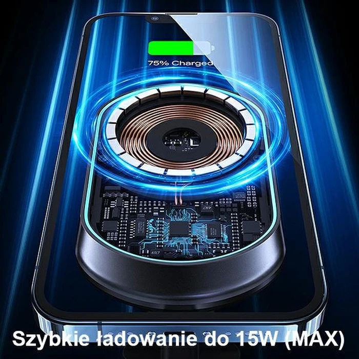 USAMS US-CD182 βάση αυτοκινήτου με ασύρματη φόρτιση 15W (μαύρο)