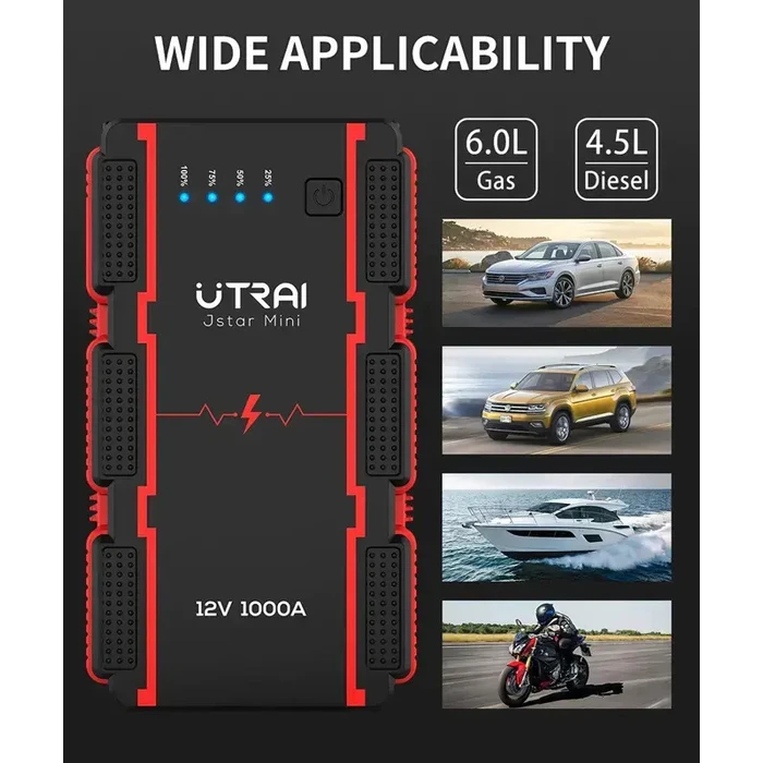 Utrai JS-Mini Φορητός Εκκινητής Μπαταρίας Αυτοκινήτου 13000mAh με Power Bank / USB / Φακό 12V CEP300