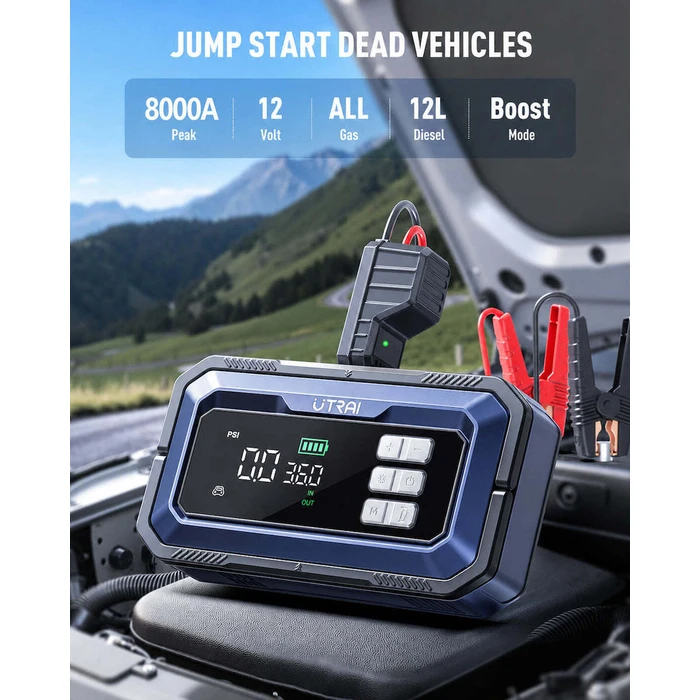 Utrai JS-30 Φορητός Εκκινητής Μπαταρίας Αυτοκινήτου 8000A με Power Bank / USB / Τρόμπα / Φακό 12V CEP3014