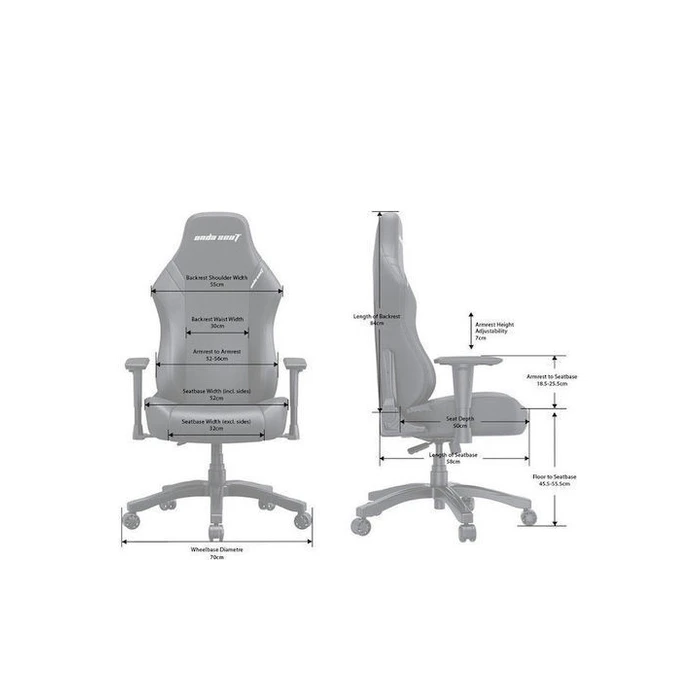 Anda Seat LUNA PRO Υφασμάτινη Καρέκλα Gaming Γκρι με Ρυθμιζόμενα Μπράτσα και Υποπόδιο