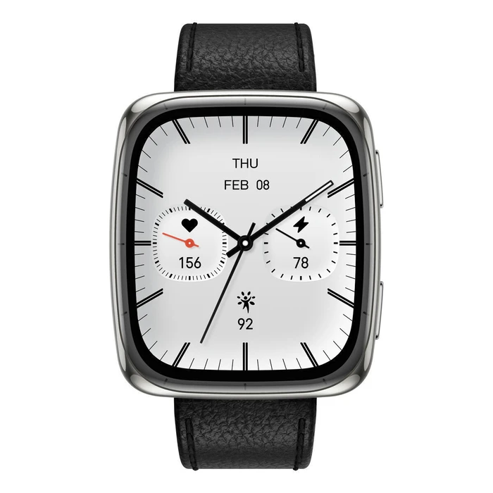Amazfit Active 2 Square Stainless Steel 43mm Waterproof Smartwatch with Heart Rate Monitor (Black)