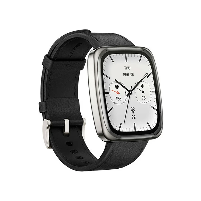 Amazfit Active 2 Square Stainless Steel 43mm Waterproof Smartwatch with Heart Rate Monitor (Black)