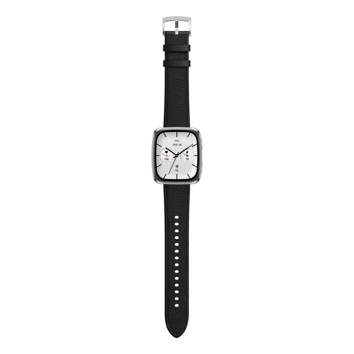 Amazfit Active 2 Square Stainless Steel 43mm Waterproof Smartwatch with Heart Rate Monitor (Black)