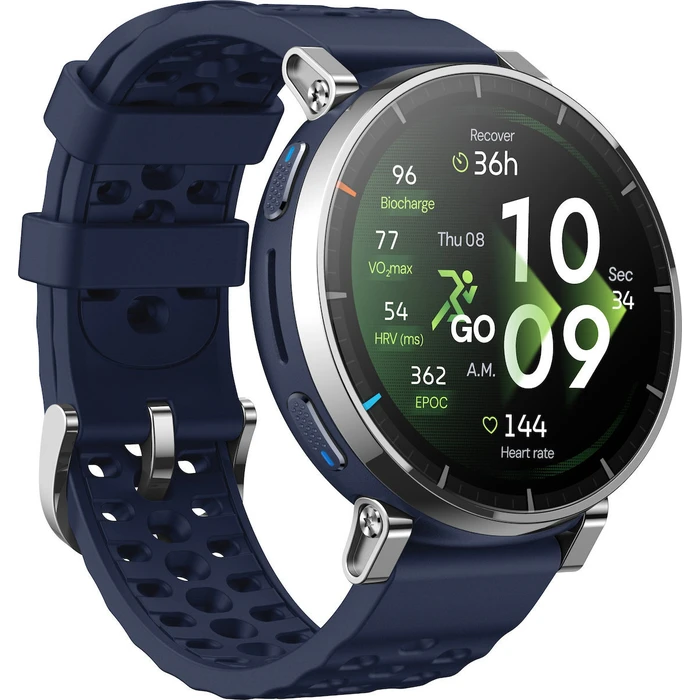 Amazfit Active 3 Premium Stainless Steel 45mm Αδιάβροχο Smartwatch με SIM και Παλμογράφο (Μπλε)