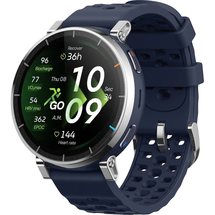 Amazfit Active 3 Premium Stainless Steel 45mm Αδιάβροχο Smartwatch με SIM και Παλμογράφο (Μπλε)