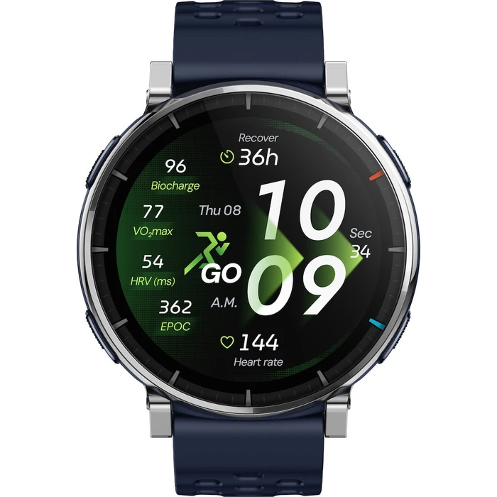 Amazfit Active 3 Premium Stainless Steel 45mm Αδιάβροχο Smartwatch με SIM και Παλμογράφο (Μπλε)