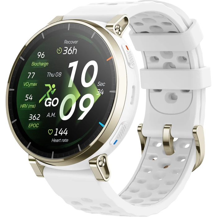 Amazfit Active 3 Premium 45mm Ανοξείδωτο Ατσάλι (Aero White) - Smartwatch με SIM & Παλμογράφο