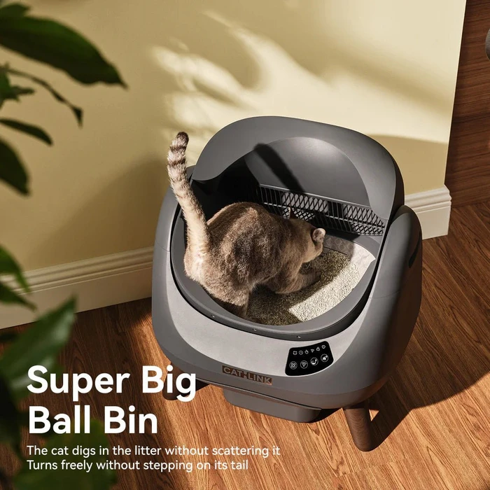 Catlink Open X Self-Cleaning Cat Litter Box with Filter, Grey, 60 x 58.5 x 55 cm