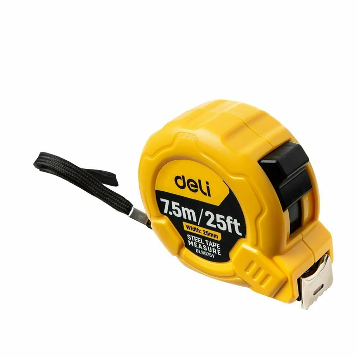 DELI Steel Measuring Tape 8M 26ft 25MM Yellow