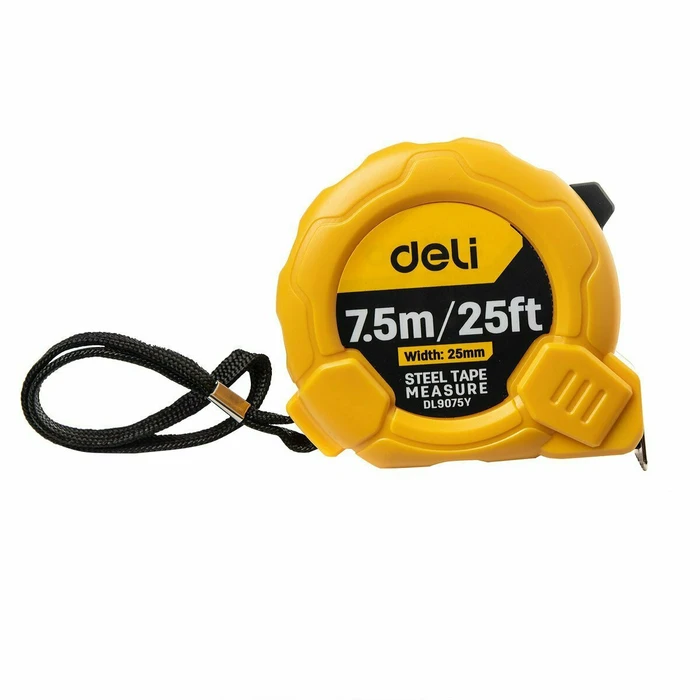 DELI Steel Measuring Tape 8M 26ft 25MM Yellow