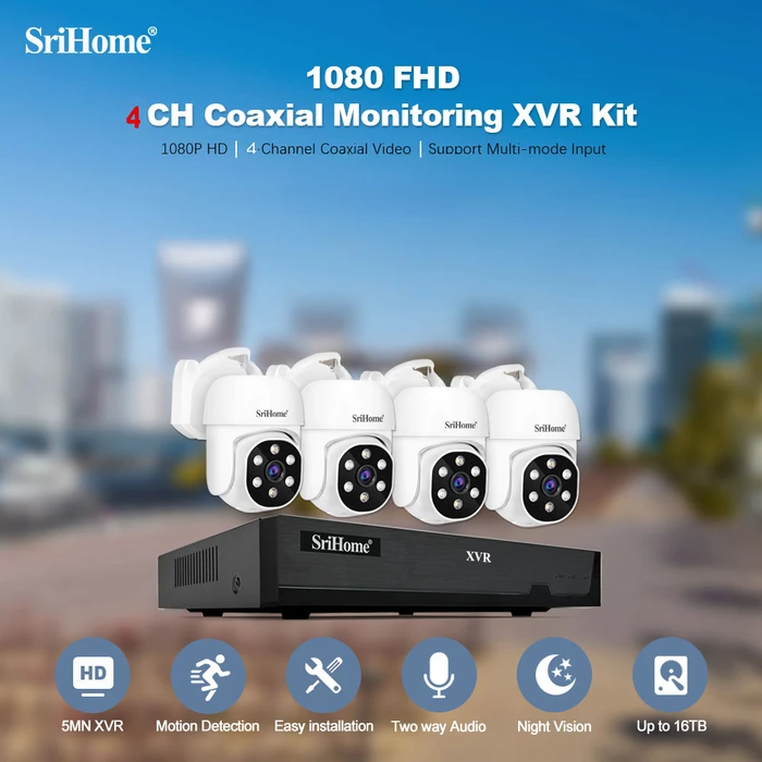 SRIHOME Κάμερες Ασφαλείας Kit XVR 4 Καναλιών 5MN 4CH Coaxial Monitoring