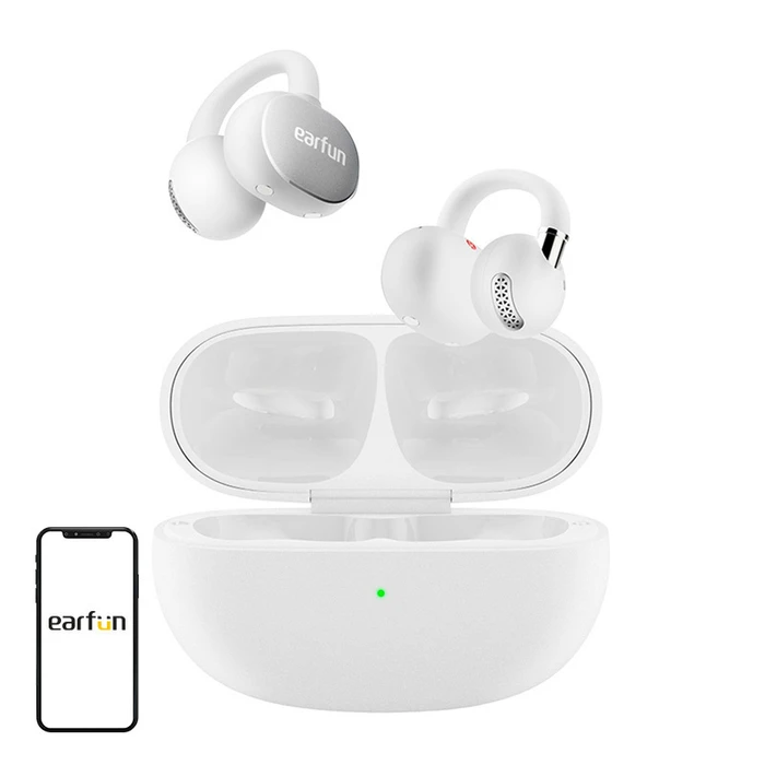 Earfun Clip 2 Open Ear Bluetooth Handsfree Ακουστικά με Αντοχή στον Ιδρώτα και Θήκη Φόρτισης Λευκά