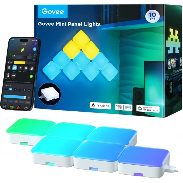 Govee Smart Διακοσμητικό Φωτιστικό Mini Panel LED RGBIC 10τμχ H8069