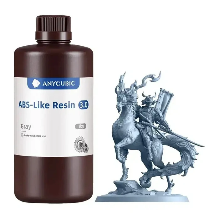 Anycubic ABS-Like 3.0 Resin for 3D Printer, Grey, 1kg (SABL3GY-10-IPO-01)