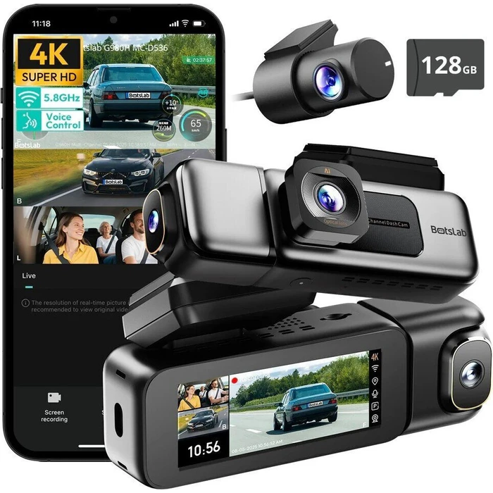 Botslab G980H Σετ Κάμερα DVR Αυτοκινήτου 4K με Οθόνη 3.18" Wi‑Fi, GPS & Κάμερα Οπισθοπορείας